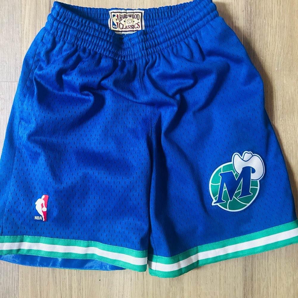 Mitchell & Ness Kids Blue and Green Logo Shorts